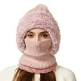 thumbnail image 5 of CYSFASHION 3 In 1 Beanie Hat for Women Fall Fashion Women's Hats & Caps Face Mask Fleece Winter Scarves Pink, 5 of 9