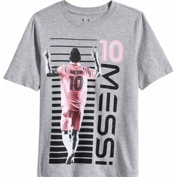 Messi Boys Lifestyle Short Sleeve T-Shirt, Grey, Size 10/12