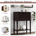 thumbnail image 6 of Console Table with 3 Drawers, Rustic Wood Brushed Texture Entryway Table with Storage Shelf, Sofa Table Narrow Long for Living Room, Entryway, Hallway, Foyer, Espresso, 6 of 9