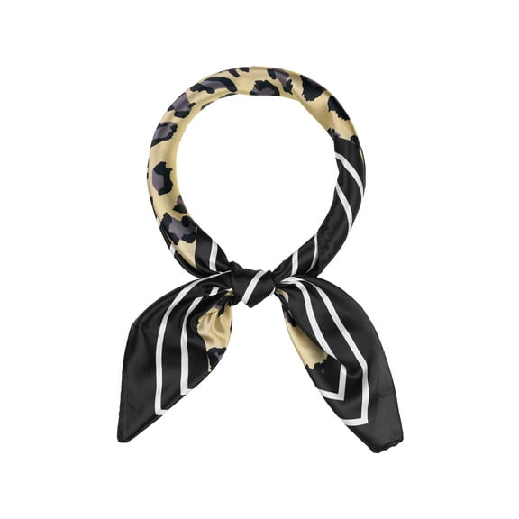 INSPIRE CHIC Women Leopard Print Square Scarf 35" Large Satin Silky Head Wrap Neck Scarves Bandanas Khaki 90x90cm/35.4x35.4inchs