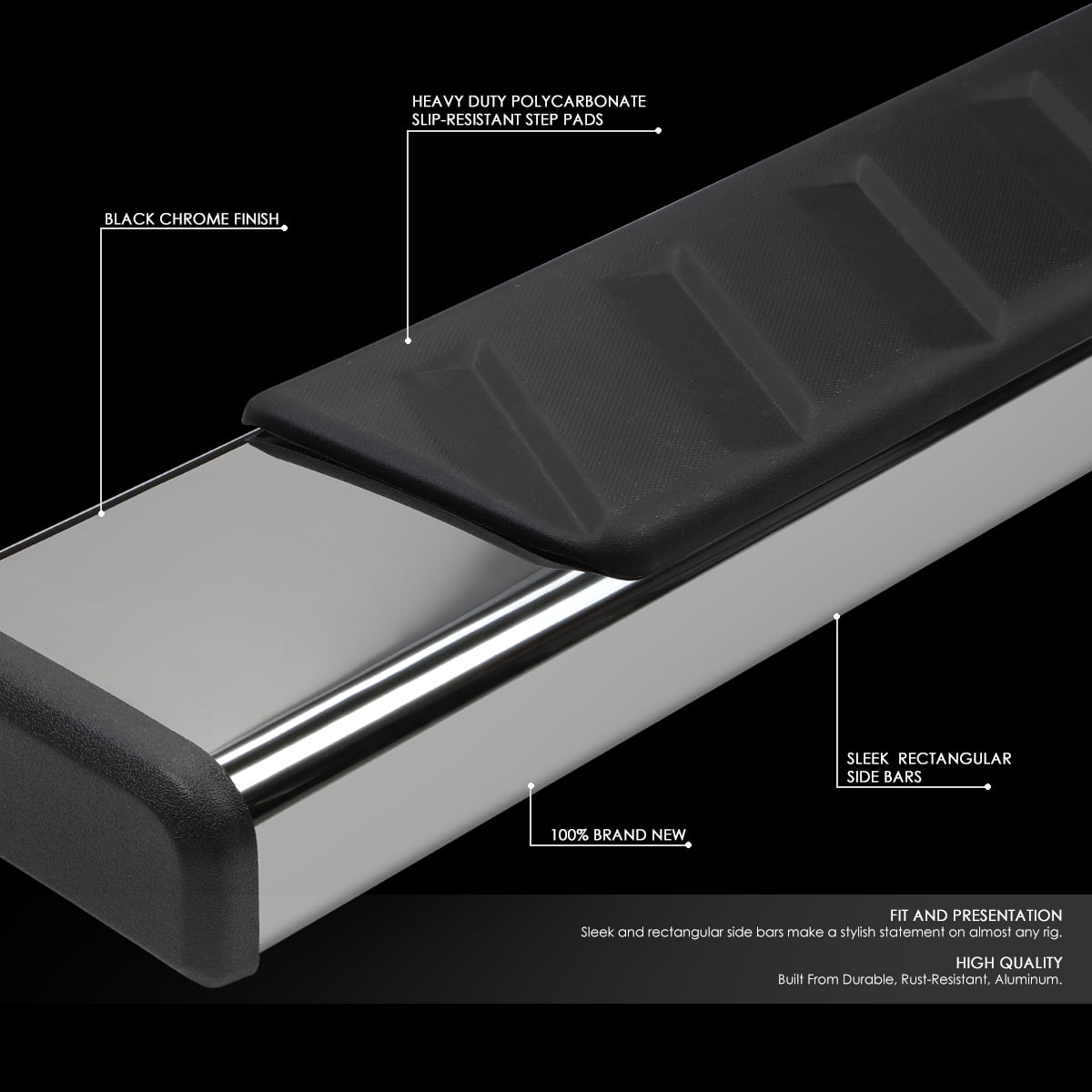 DNA Motoring 5" Side Step Nerf Bars Running Boards Non-Slip for 2007-2019 Silverado Sierra Crew Cab