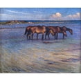 thumbnail image 3 of Nils Kreuger 24x20 Black Modern Framed Museum Art Print Titled - Horses Cooling Themselves in Water (1902), 3 of 5