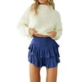 thumbnail image 3 of Liacowi Women Pleated Mini Skirt High Elastic Waisted Ruffle Summer Flowy Casual Cotton Skater Skirts, 3 of 9