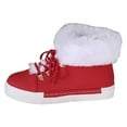 thumbnail image 5 of Womens Plush Winter Boots Fashion Lace up Platform Waterproof Leather Flat Snow Booties Casual Round Toe Walking Shoes Red Size 8.5, 5 of 5