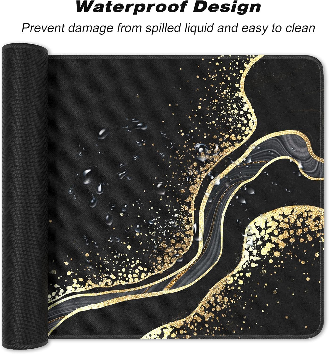 Extended Large Mouse Pad, XXL Gaming Mousepad 31.5 x 15.7 Inch, Big Computer Keyboard Desk Pad, Waterproof Mouse Mat with Stitched Edges and Non-Slip Base for Office Gaming, Black Marble
