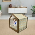 thumbnail image 3 of Ethnic Pet House, Old Culture Motifs Triangles and Rhombus Pattern, Outdoor & Indoor Portable Dog Kennel with Pillow and Cover, 5 Sizes, Pale Blue Orange, by Ambesonne, 3 of 5