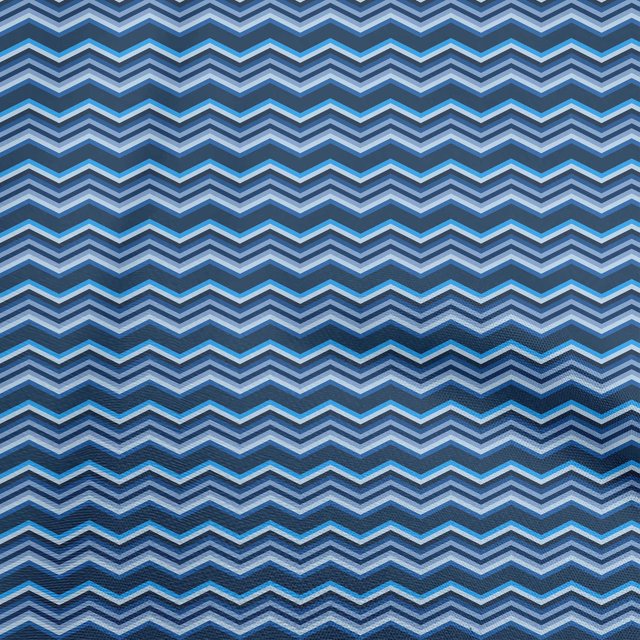 oneOone Polyester Spandex Blue Fabric Chevron Sewing Material Print Fabric By The Yard 56 Inch Wide