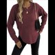 thumbnail image 1 of Suéter de Cuello Redondo para Mujer, Informal, Holgado, Cálido, Suave, Liso, de Larga, para Otoño e Invierno, Jersey de Punto. Vino Tinto L, 1 of 9