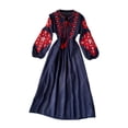 thumbnail image 2 of Vestido bohemio de manga larga perfecl para mujer holgado bordado pesado azul, 2 of 8