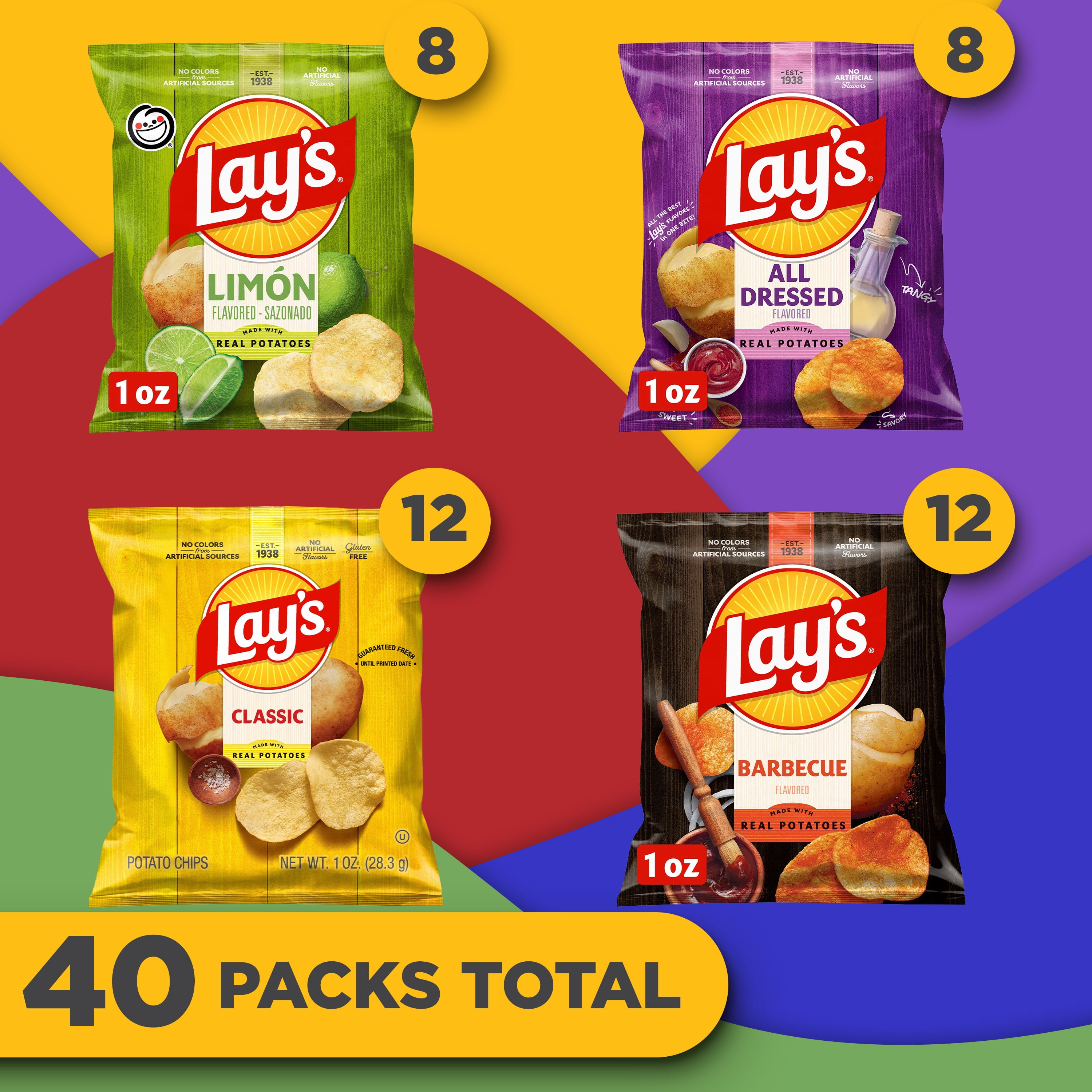 Lay's Favorites Classic Chips Variety pack, 40 pack