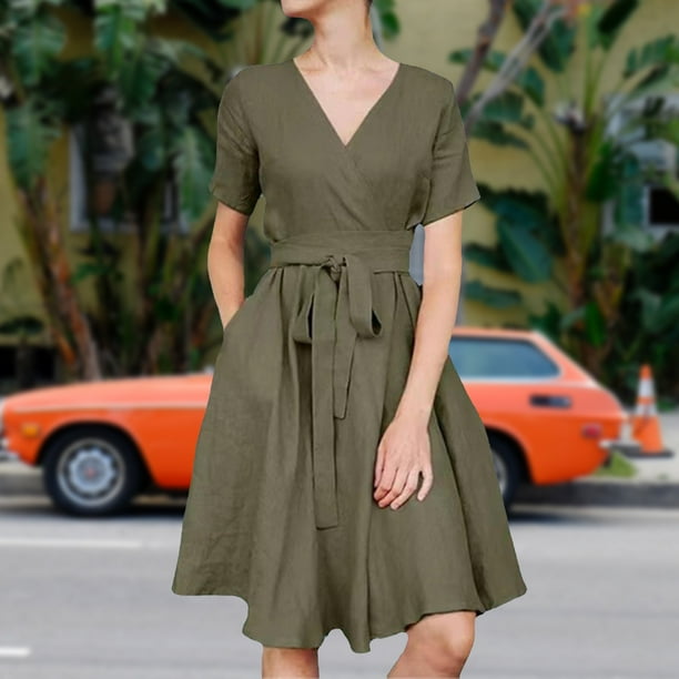 Umimi Vestido Corto Casual De Cuello Alto Para Mujer, De Punto Suave, Acampanado, Plisado, Sin Botones, Estilo Suéter (verde Militar, Talla M), Verde