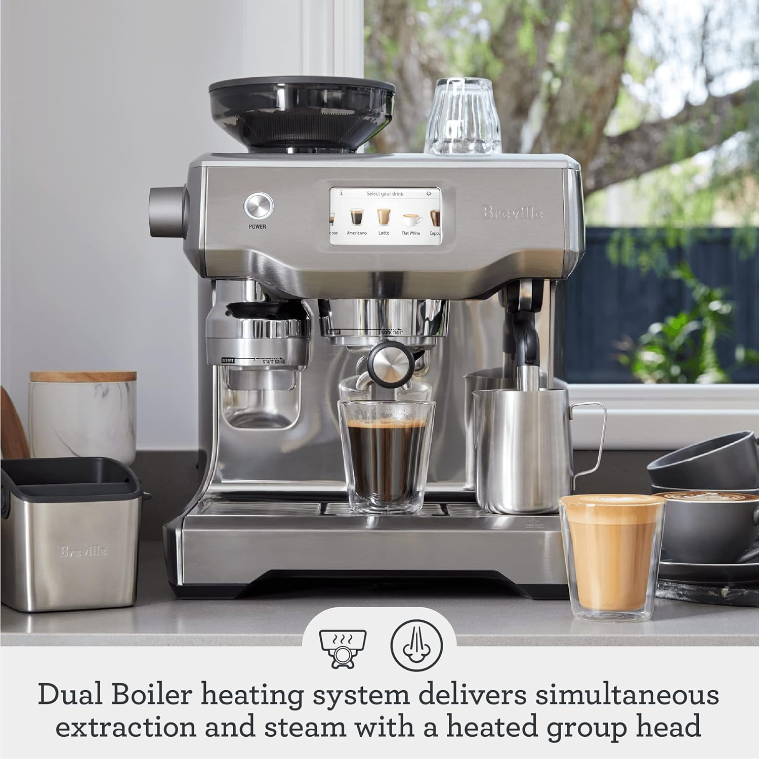 Breville The Dual Boiler Brushed Stainless Steel Espresso Machine with  Steam Wand + Reviews