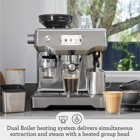 Breville - Oracle Touch Espresso Machine with 15 bars of pressure, Milk Frother and intergrated grinder - Brushed Stainless Steel