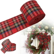 XJGHHSY Buffalo Plaid Ribbon, 6.6 Yards 2 inch Red and Black Plaid Christmas Ribbon Wired for Christmas Tree, Bow Making, Wreath Making, Holiday Decorations,Red
