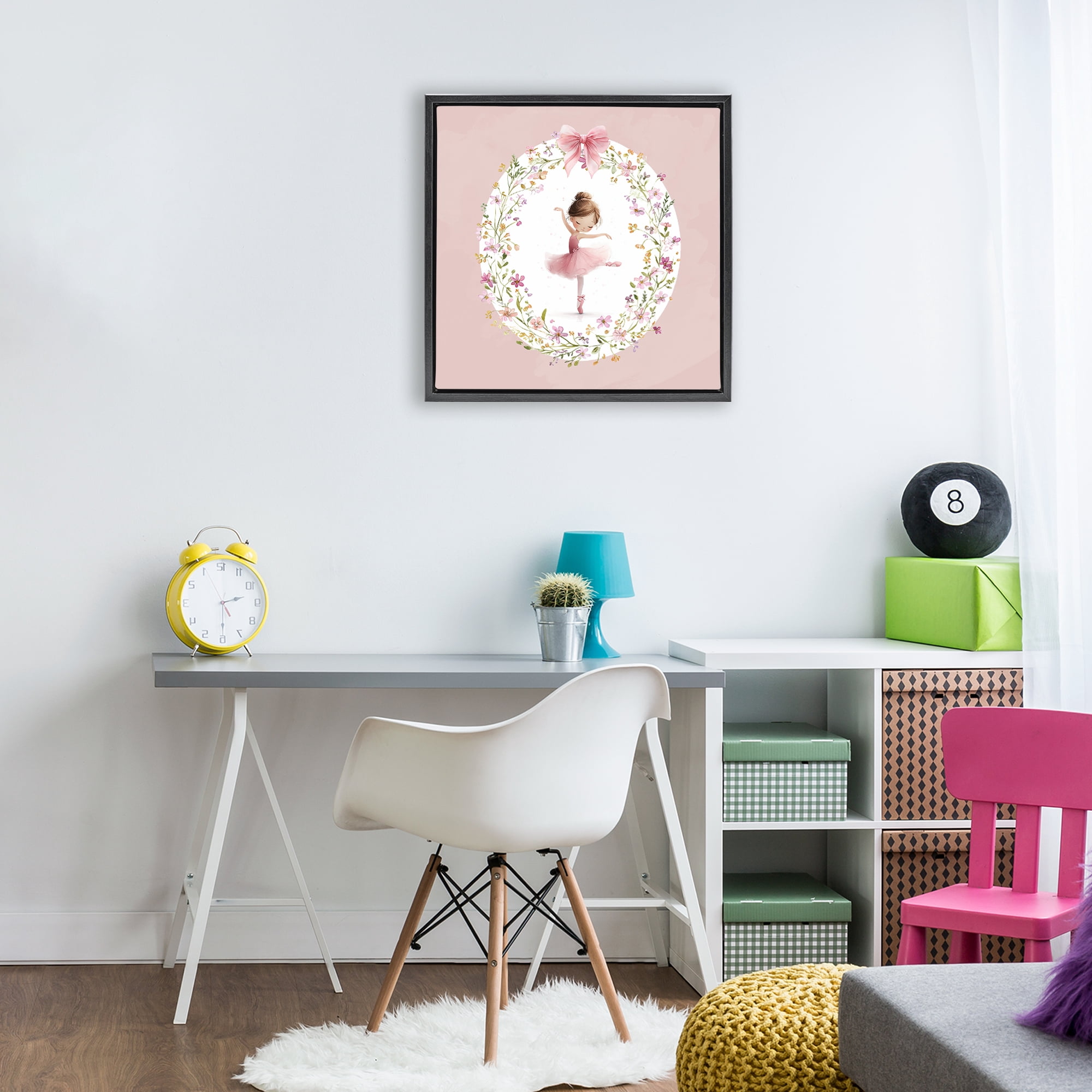 Stupell Industries Ballet Dancing Princess Black Framed Floater Canvas Wall Art, design by Christine Simpson Art