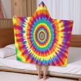thumbnail image 5 of Rainbow Tie Dye Spiral Layer Pattern Hooded Bath Towel，50"x30" for Ages 3 To 12 Kids, Quick Dry Lightweight Soft Microfiber Hood Beach Towel Cover Up for Kids, 5 of 7