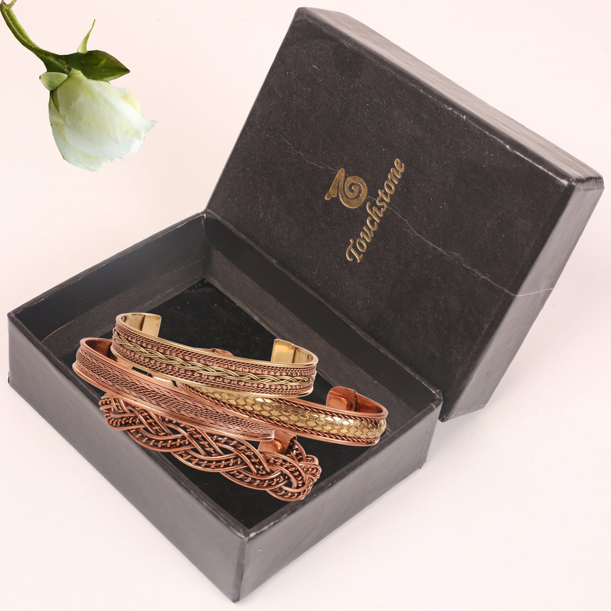 Sunsoul By Touchstone Indian Handcrafted Twisted Braids Jewelry 4 Bracelets In Gold Tone For Women.