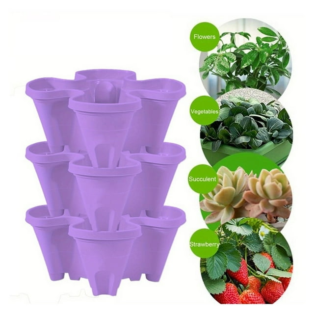 Vertical Planter Tower Garden, 3 Tiered Planter Stackable Herb Garden Planter with Movable Casters