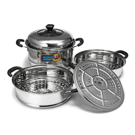 Bestller Stainless Steel 3 Tier Steamer Pot Cookware Avail Steam Kitchen Cooking (Best Cooking Steamer Reviews)