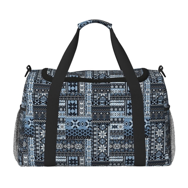 Easygdp Snowflake Vintage Pattern Bolsa de Gimnasio, Bolsa de Viaje Duffel, Bolsa de Fin de Semana con Compartimentos, Bolsa de Mano para Noche
