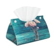 thumbnail image 2 of Lsque Flowers in Glass Vase Printed Long Tissue Box Cover Holder, Facial Paper Organizer Dispenser,Triangle with Bottom Belt, PVC Leather Decorative Organizer, 2 of 9