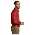 thumbnail image 3 of Port Authority Men's Long Sleeve Carefree Poplin Classic Fit Shirt Rich Red 3X-Large, 3 of 4
