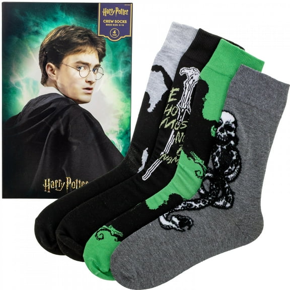 Harry Potter and Voldemort 4-Pair Crew Socks Lenticular Box Set