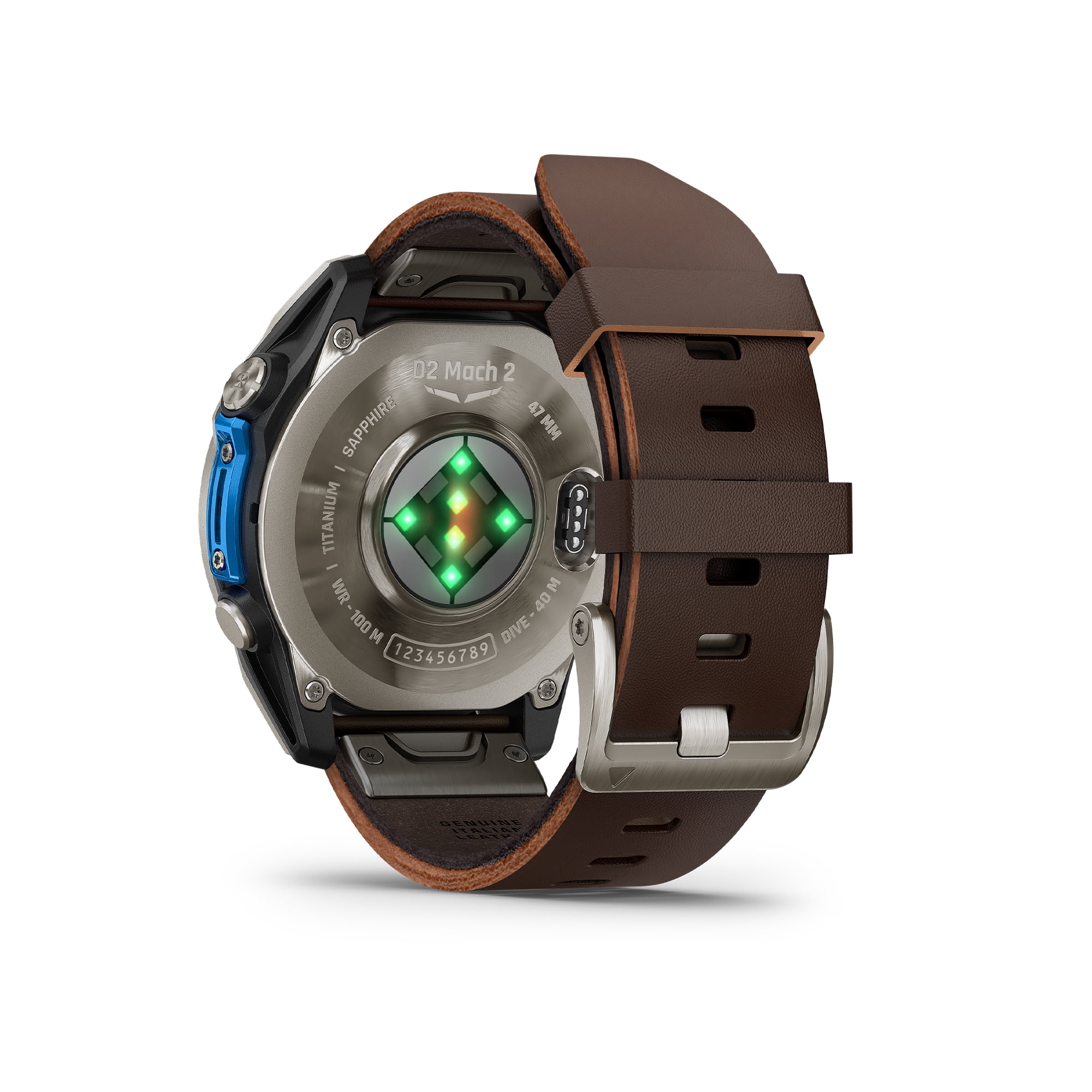Garmin D2 Mach 2 Aviator Smartwatch, 47mm AMOLED Touchscreen, GPS Moving Map with Aviation Weather, Built-In Flashlight, Oxford Brown Leather Band Bundle
