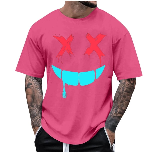 Camisetas de Cuello de la Tripulación de los Hombres de Poliéster Impreso en Seco Rápido, Cuello Redondo de Corte 3D para Gimnasio, Carrera, Ciclismo Y Ocasional