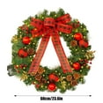 thumbnail image 3 of 24 Inch Pre-lit Christmas Wreath with Buffalo Plaid Bow, LED Lighted Artificial Wreath with Pinecones & Berries for Front Door, Outdoor Indoor Xmas Holiday Decor with Timer, 3 of 7