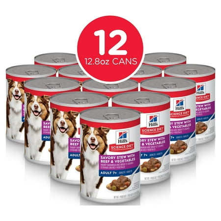 UPC: 0052742143415 | Hill s Science Diet Senior 7+ Canned Dog Food  Savory Stew with Beef & Vegetables  12.8 oz  12 Pack wet dog food