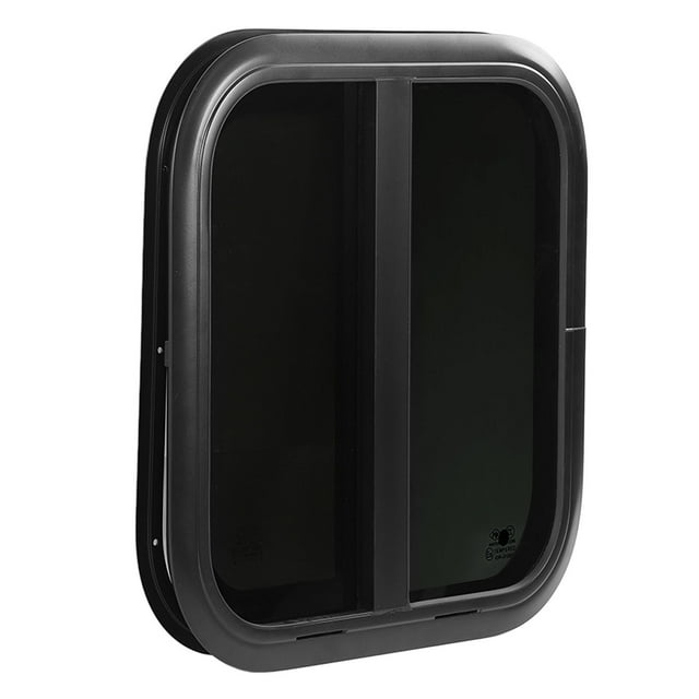BLACK ALUMINIUM ALLOY SLIDING WINDOW - UV RESISTANT - REMOVABLE SCREEN FOR RV - 600x600mm