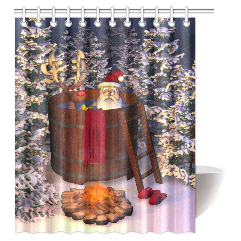 MYPOP Christmas Decor Shower Curtain, Winter Holiday Cute ...