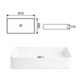 thumbnail image 3 of Lavabo Ovalín Rectangular Cerámico Blanco De Sobreponer 61cm, 3 of 5