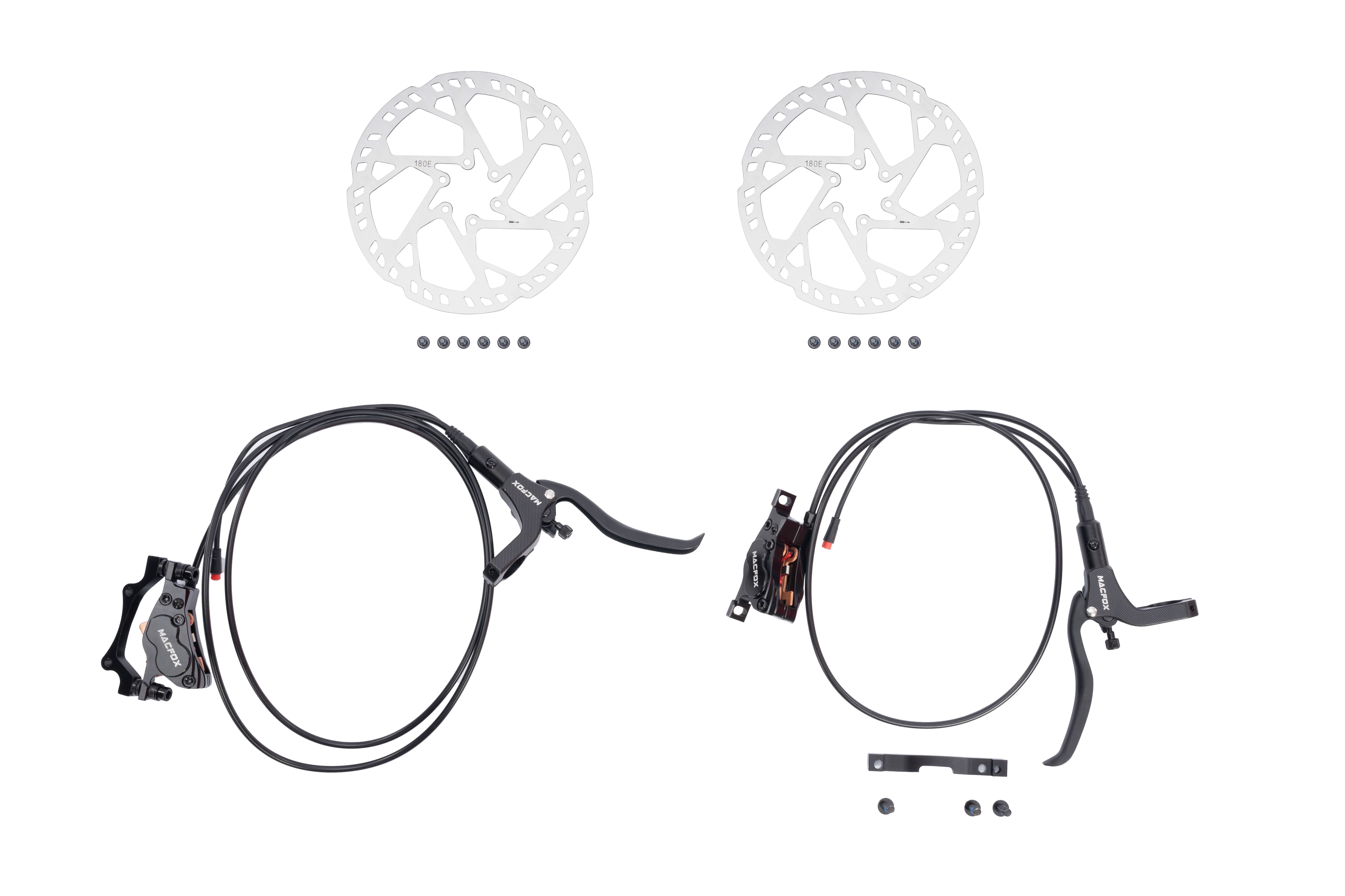 MACFOX X1S 4-Piston Hydraulic Disc Brake Replacement Kit for E-Bike, Front & Rear Brake Set Compatible with MACFOX X1S Electric Bike