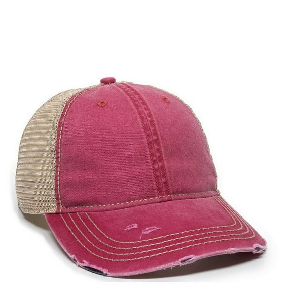 Outdoor Cap OC801 Pigment Dyed Cotton Twill Front Panels-Ruby/Tea Stain