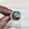 thumbnail image 2 of Labradorite Mans Ring, Blue Fire Labradorite, Checkerboard Labradorite, Silver Jewelry, 925 Silver Ring, Birthday Gift, Heavy Mens Ring, Arabic Design, Ottoman Style Ring, Christmas, Mens Signet Ring, 2 of 6