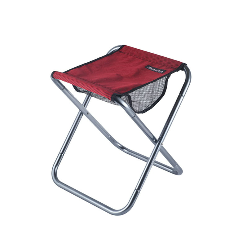 Outdoor Folding Camping Chair Multifunctional Aluminum Alloy Fishing Chair  Thicken Portable Stool Hiking Seat (Red)