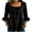 Black, variant on 3/4 Sleeve Womens Tops, Square Neck Bow Front Blouse, Ruffle Flare Sleeve Solid Plus Size Fall Tops for Women