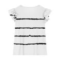 thumbnail image 4 of Girls Cute Summer Tops Ruffled Fly Sleeves Plaid Tank Top Casual Crewneck Sleeveless Fashion Blouses (14 Years, White-Stripes), 4 of 6