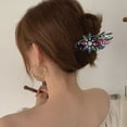 thumbnail image 3 of Womens Rhinestone Floral Hair Clip with Flexible Grip Durable Dovetail Design for Styling, 3 of 3