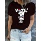 thumbnail image 1 of Women's VOTE! Graphic Tee - Fun Toothpaste & American Flag Design, Casual Round Neck Short Sleeve T-Shirt, Comfortable Polyester Blend, Perfect for Summer, Ladies T-Shirts, 1 of 8