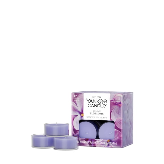 Yankee Candle Scented Tea Light Candles, Lilac Blossoms, Purple, 12 Count