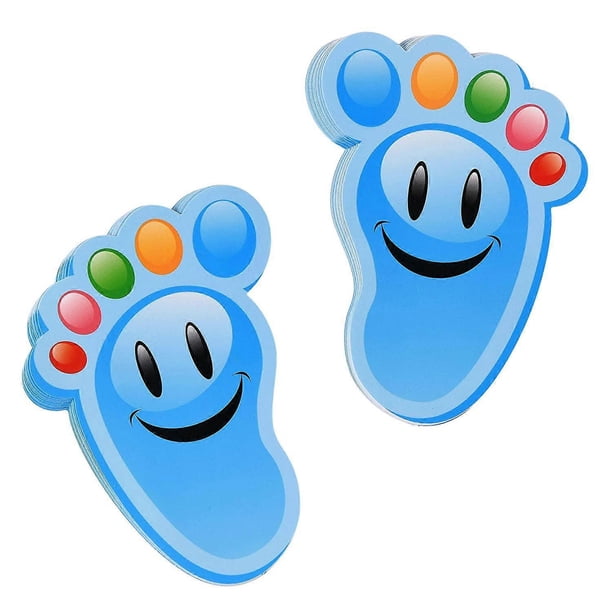 Bluecell - 15 pares de pegatinas autoadhesivas con diseño de huellas de dibujos animados para suelo, ideal para decoración de habitaciones infantiles, fiestas, escaleras y suelos (azul)