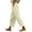 Beige, variant on Women's Solid Color Elastic Waist Loose Side Button Casual Pants, Straight Leg Trousers with Pockets, Versatile Nine-Point Design