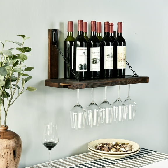 WELLAND Karen Wall Mounted Wine Racks with Glass Holder
