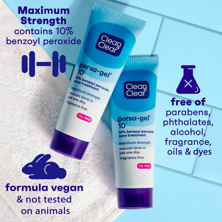 Clean & Clear Persa-Gel 10 Acne Gel, 10% Benzoyl Peroxide, 4 x 1