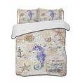 thumbnail image 2 of Coastal Seahorse Twin Size Down Alternative Comforter, Lightweight Comforter Quilt Bedding Set with Pillow Shams Vintage Nautical Summer Beach Starfish All Seasons Bed Comforter Duvet Insert 68"x86", 2 of 7