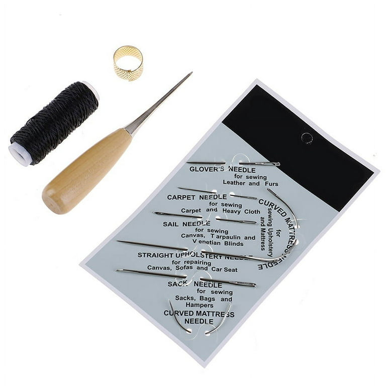 Leather Sewing Needles Stitching Awl Needle Set Thread Thimble Shoe Repair  Tool