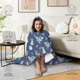 thumbnail image 4 of Wearable Blanket,Dark Blue Princess Fairy Forest Pattern Hooded Wearable Flannel Blanket for Adults & Teens with Buckle,Winter Poncho Shawl Wrap Cape,50"x60", 4 of 5